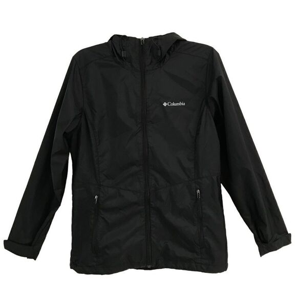Columbia full zip black hooded windbreaker S - Picture 1 of 8